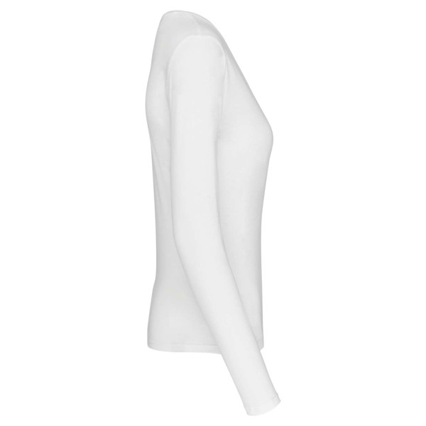 Ladies' Long-Sleeved V-Neck T-Shirt - White / L