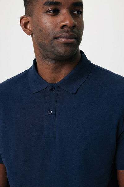 Polo en coton piqué et recyclé Iqoniq Yosemite - Bleu Marine / L