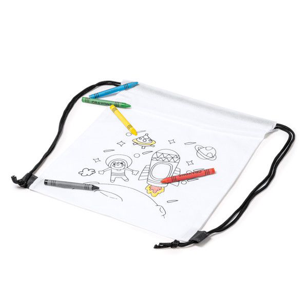 Personalized kids drawstring backpack in non-woven with coloring design