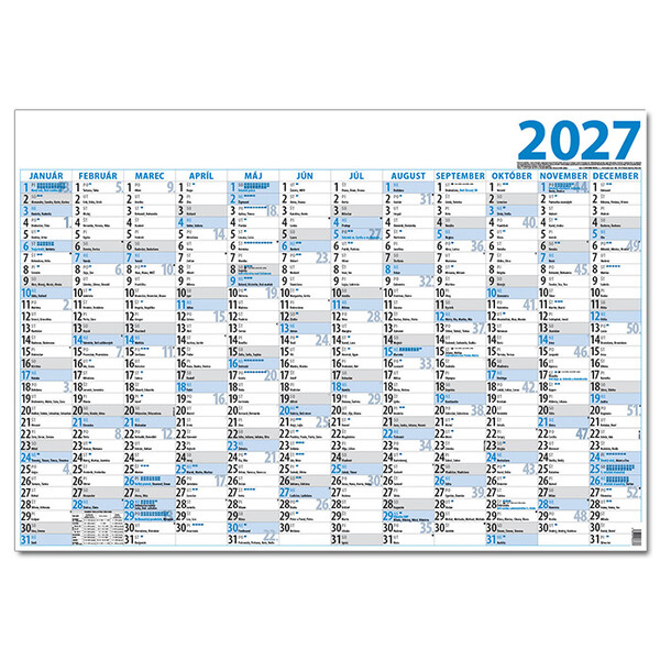 Plánovací Jednolistový Kalendár 2027