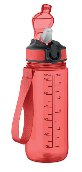 Sportdrinkfles 700ml Enkel - Transparant Rood