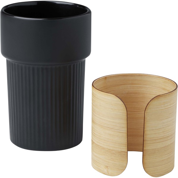 Fika 340 ml tumbler with bamboo sleeve - Black