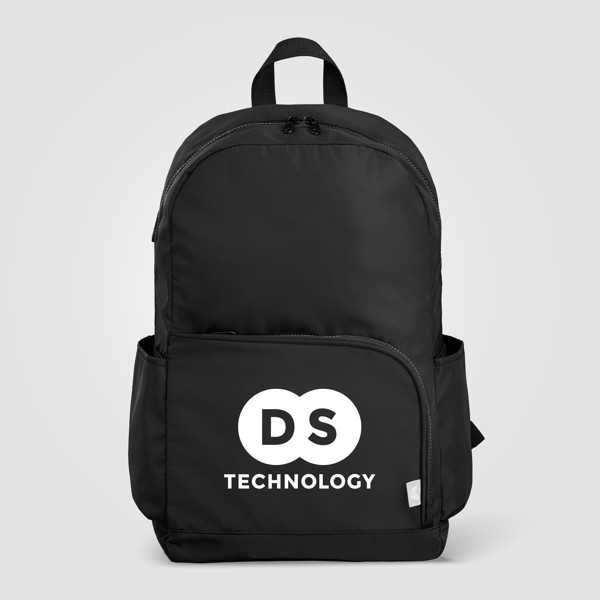 Kora rPET Dual Pocket Gold-Zip 38 cm Laptop Backpack - 20L - Black / Heat transfer