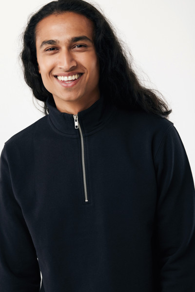 IQONIQ Elgon recycled cotton quarter zip sweater - Black / 4XL