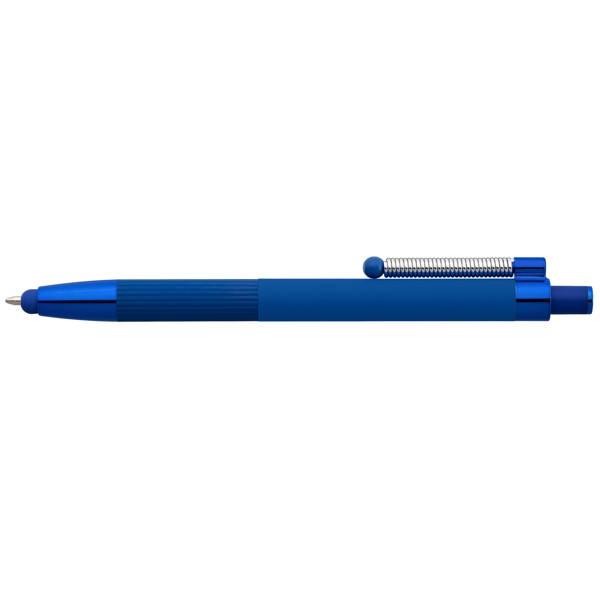 Stylo Lisbon, aluminium recyclé, monochrome, stylet anti-stress - Bleu roi / Laser