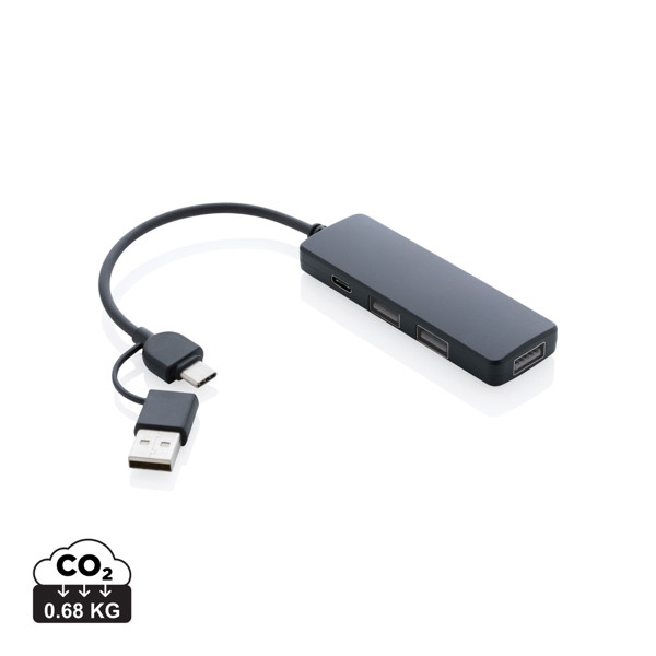 XD - RCS recycled plastic USB hub with dual input