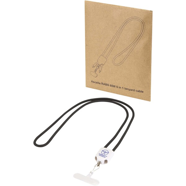 Ion 65W 5-in-1 recycled plastic lanyard charging cable