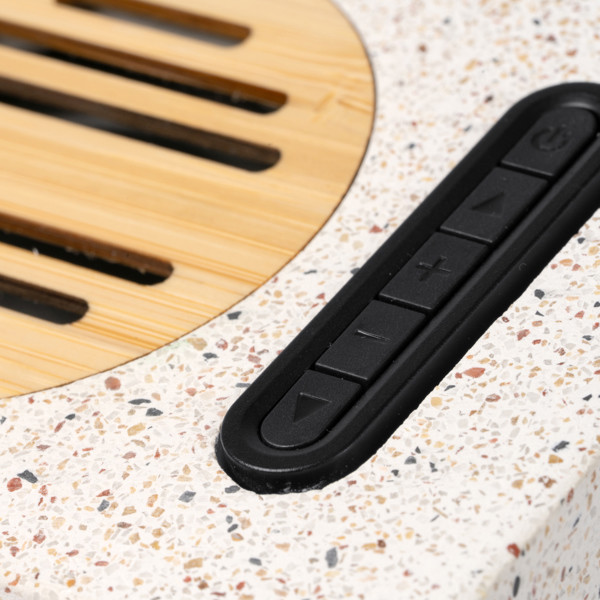 Personalised bluetooth speaker made of recycled terrazzo and bamboo 5W