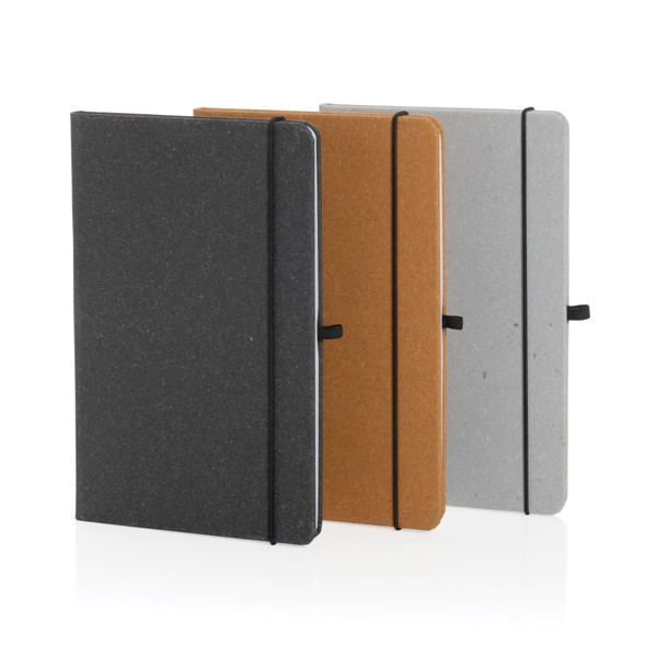 A5 hardcover notesbog GRS genanvendt læder, grå -