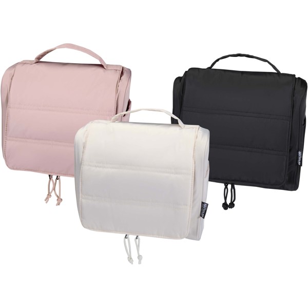 Geantă de toaletă Puffer 8L, din materiale reciclate GRS, cu sistem de agățare – negru