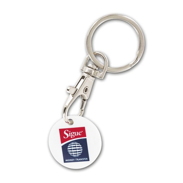 PORTE-CLES MOUSQUETON METAL AVEC JETON CADDIE - Blanc
