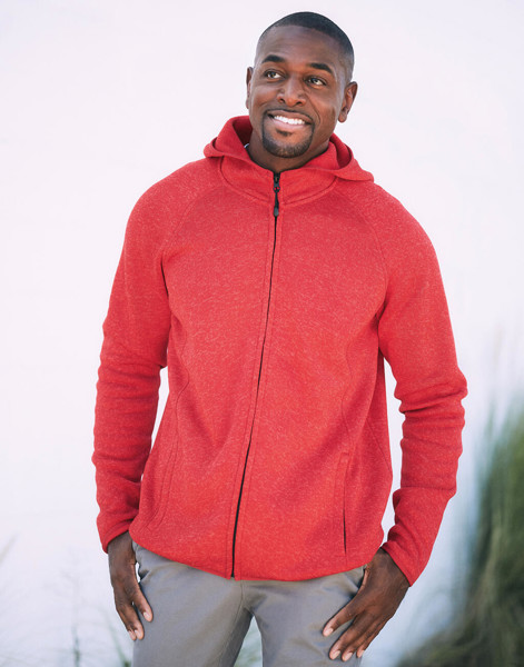 Lux Hooded Knit Fleece Jacket For Men - Black Opal Heather / 3XL
