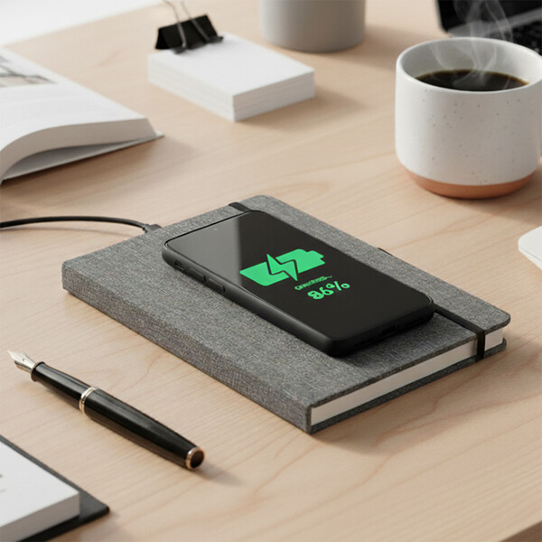 Bartisi notebook with wireless charger