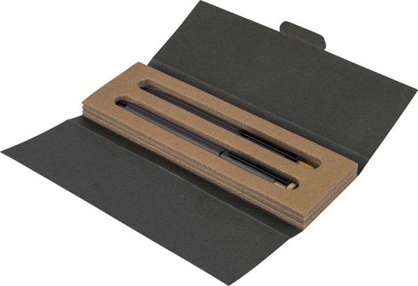 Recycled aluminium lacquered pen set Ilaria - White