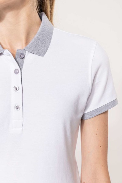 Ženska dvobojna piqué polo majica - Bijela / Light Siva / L
