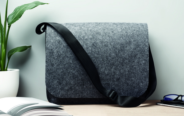 Sac messager en feutre RPET Baglo - Gris