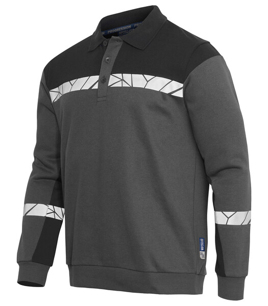 7100 POLO SWEATSHIRT PGL Grey/Black 5XL