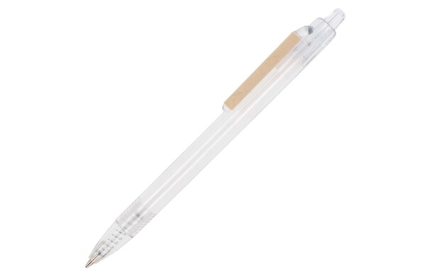 Stylo à bille trombone en plastique recyclé des océans - Transparent / Blanc