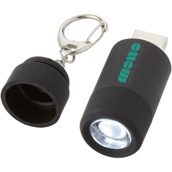 Klíčenková LED svítilna Avior s dobíjením přes USB - Černá