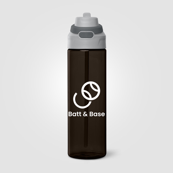 Lynk rPET Flip-Straw Single Wall Bottle - 830 ml - Black / Silkscreen