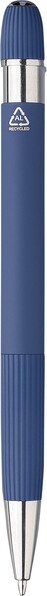 Gerecycled PU-notitieboek (A5) en balpenset Tarek - grijs