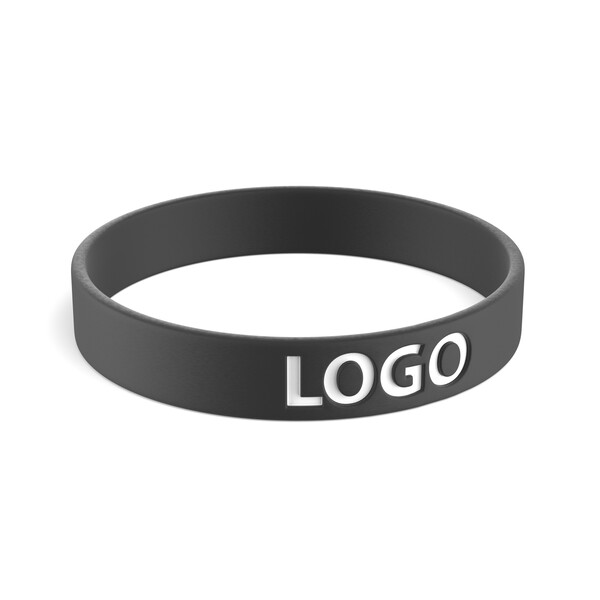 Personalisiertes Silikon Armband (12mm width) - Schwarz / 18x1.2x0.2cm