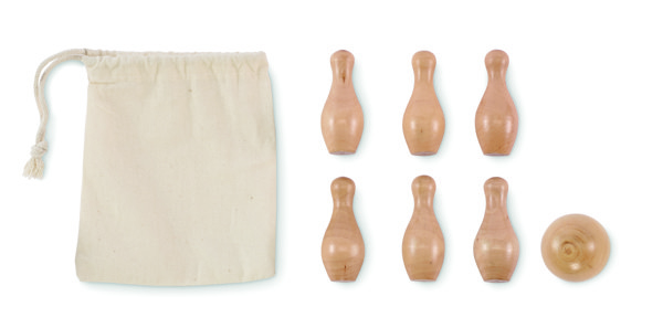 Mini bowling set Bolito, pine wood, 6 pins