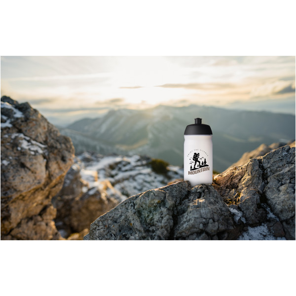 Garrafa desportiva de 500 ml "HydroFlex™" - Preto liso / Branco transparente