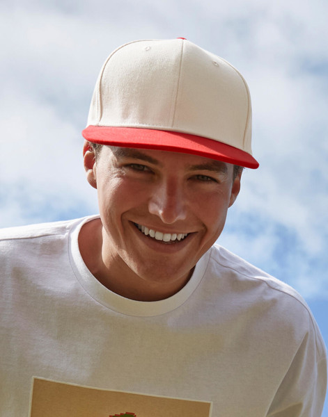 Contrast Flat Peak 6 Panel Cap - Natural / Navy / ONE SIZE