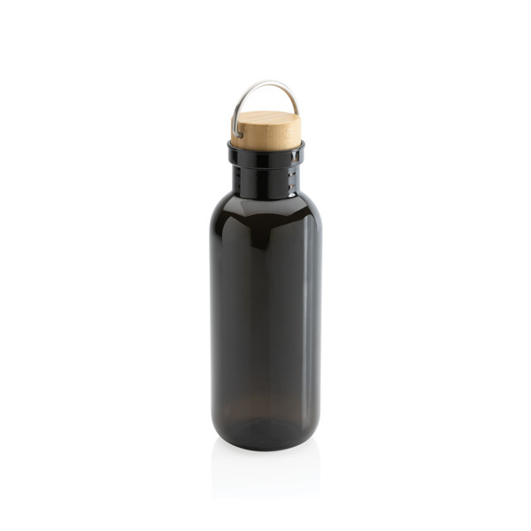 RCS RPET bottle with bamboo lid and handle - Black
