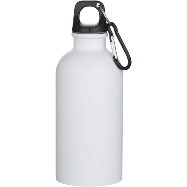 Garrafa de água de aço inoxidável com certificação RCS e parede única de 400 ml com mosquetão "Oregon" - Branco