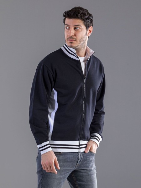 Sweat Full Zip Bicolor - Black White / XL