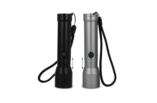 Torche rechargeable en aluminium recyclé IPX4 - Argent