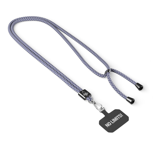 Cordon tendance en polyester recyclé (rPET) crossbody pour téléphone portable - Reflex Blue C / Blanc / Accessoires noirs