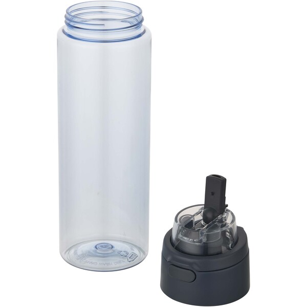 Theron 700 ml RCS recycled plastic water bottle with dual function lid and flip straw - Hale Blue