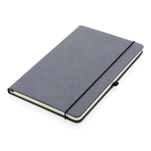 A5 hardcover notesbog GRS genanvendt læder, grå -