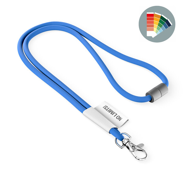 Polyester 2-tone cord lanyard with full colour label - Own PMS / Metal carabiner / Safety breakaway