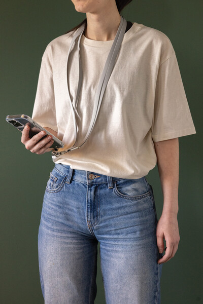 Nivo RCS recycled PET Crossbody lanyard - Grey