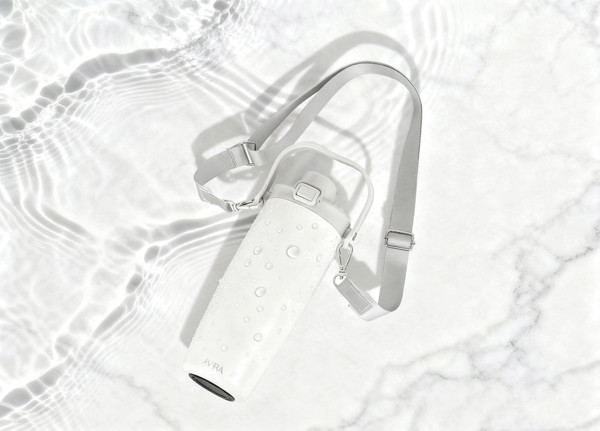 Avira Ayala RCS re-steel duosip lockable crossbody tumbler - White