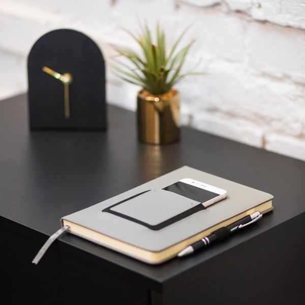 Eibar notepad with phone pocket - Grey