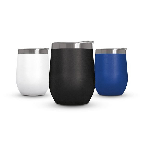 MUG ISOTHERME DOUBLE PAROI INOX AVEC COUVERCLE EN INOX RECYCLE - Blanc