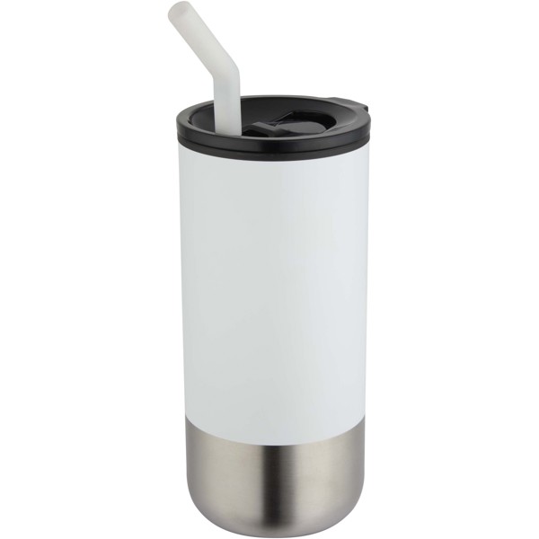 Grayson 480 ml RCS recycled insulated tumbler with straw - White