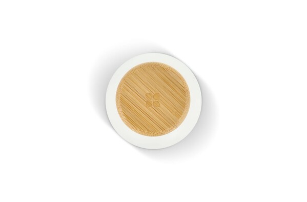 Waterdrop Stainless Steel Bottle with Bamboo Cap 600ml - White