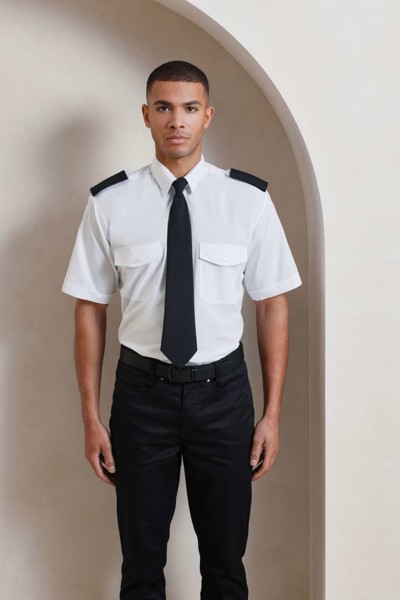 Men’S Short Sleeve Pilot Shirt - White / L/XL