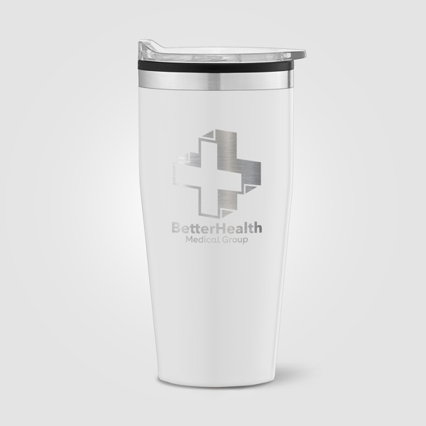 Jasper - Gobelet en acier inoxydable de 530 ml avec intérieur en plastique - Blanc / Sérigraphie