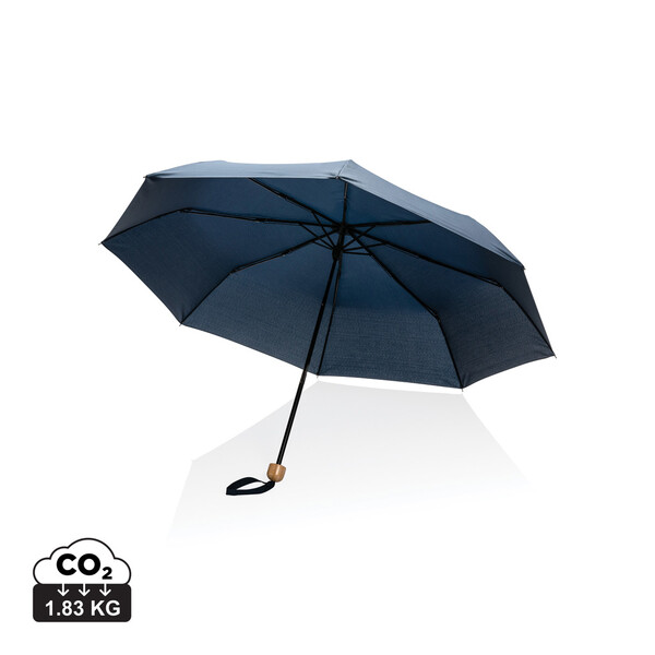 20.5" Impact AWARE™ RPET 190T Pongee bamboo mini umbrella - Navy