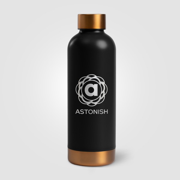 Astrid - 530 ml Double Wall Stainless Steel Bottle - Black / 4 Colour inkjet