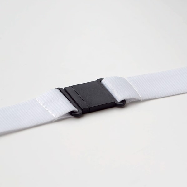 Wide Lany lanyard,metal hook,25mm - White
