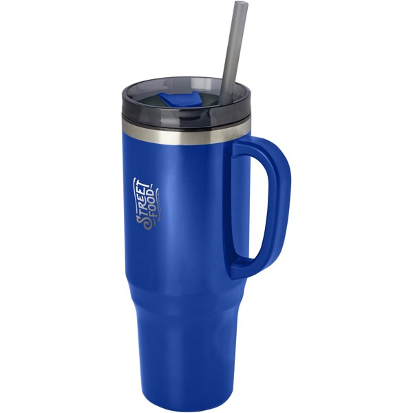 Mug isotherme Melbourne 1200 ml certifié RCS avec paille - Bleu royal