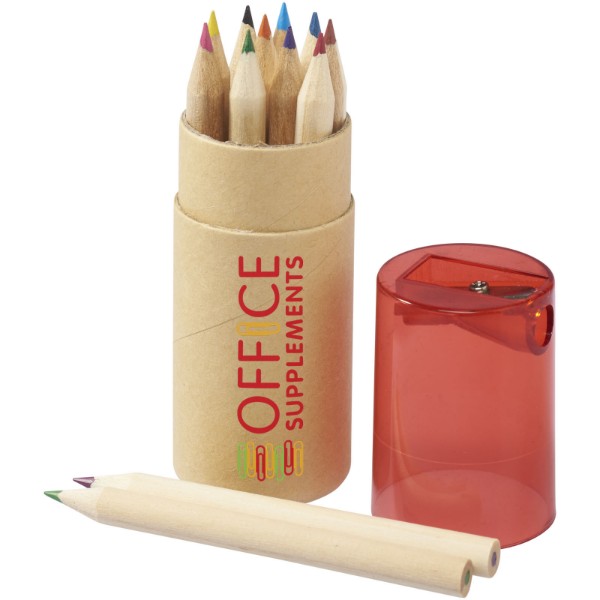 Hef 12-piece coloured pencil set with sharpener - Red